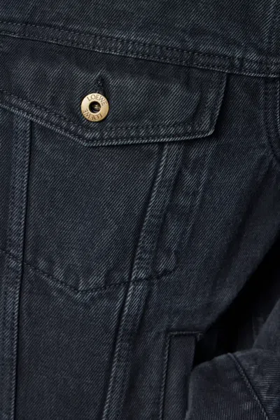 Loewe Anagram Cut-outs Medium-weight Washed Denim Jacket Clothing In Black