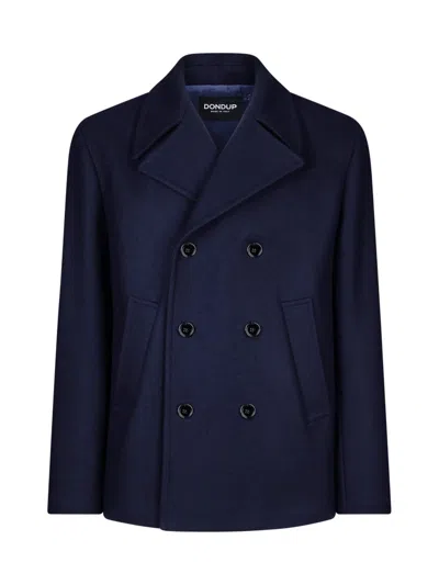Dondup Double-breasted Wool-cashmere Jacket With Notched Lapel In Blue