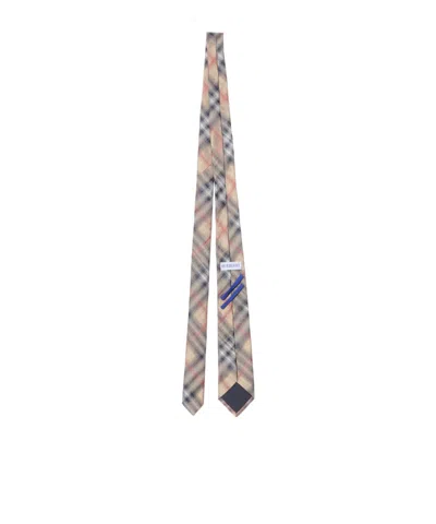 Burberry Check Silk Tie In Brown
