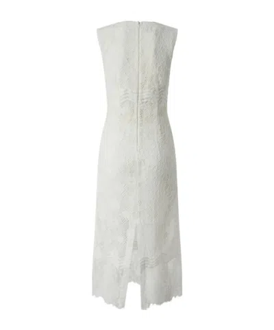 Pinko V Neck Sleeveless Lace Midi Dress In White