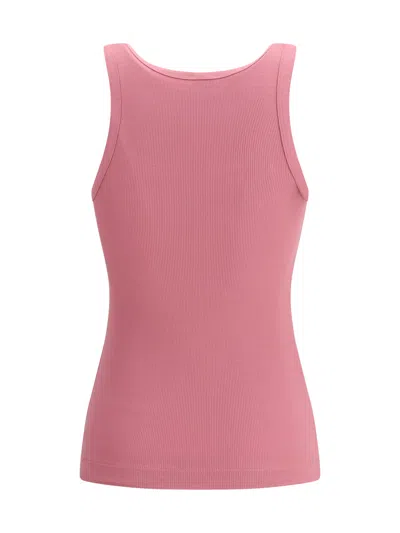 Pinko Ribbed Tank Top With Love Birds Logo In Pink