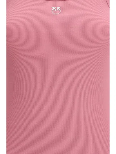 Pinko Ribbed Tank Top With Love Birds Logo In Pink