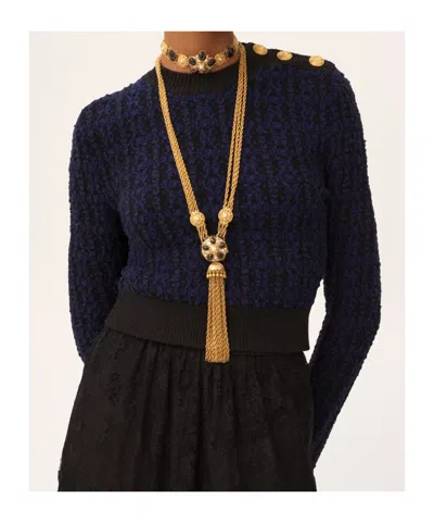 Chloé Navy Wool Pullover In Multi