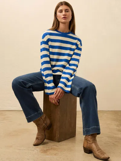 Faherty Sunwashed Slub Long Sleeve Retro T-shirts In Blue
