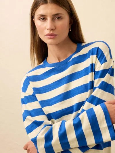 Faherty Sunwashed Slub Long Sleeve Retro T-shirts In Blue