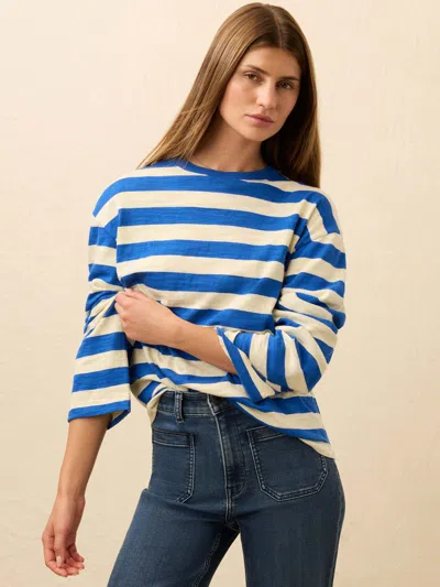 Faherty Sunwashed Slub Long Sleeve Retro T-shirts In Blue