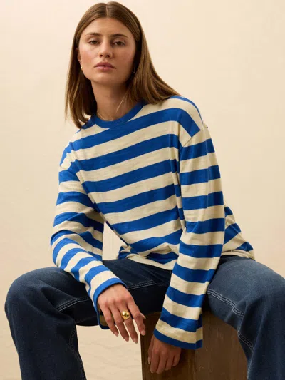 Faherty Sunwashed Slub Long Sleeve Retro T-shirts In Blue