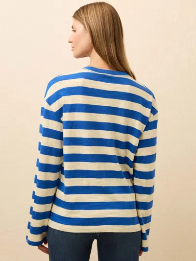 Faherty Sunwashed Slub Long Sleeve Retro T-shirts In Blue