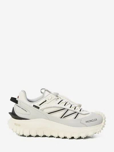 Moncler Light Grey Real Leather Trailgrip Gtx Low Top Sneakers In Gray