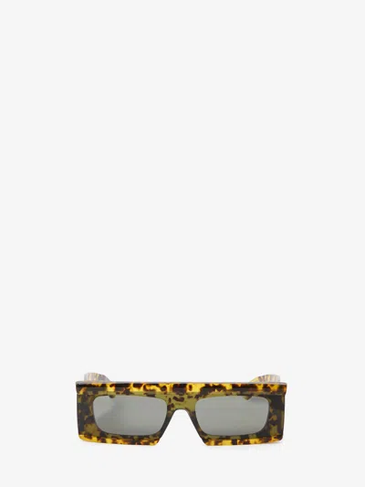Alaïa Rectangular Mask Sunglasses Tortoiseshell Pattern Frame In Metallic