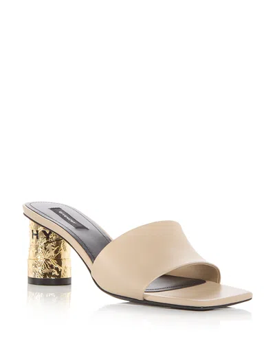 Givenchy Tape Heeled Mules In Mirror Effect Leather In Neutral