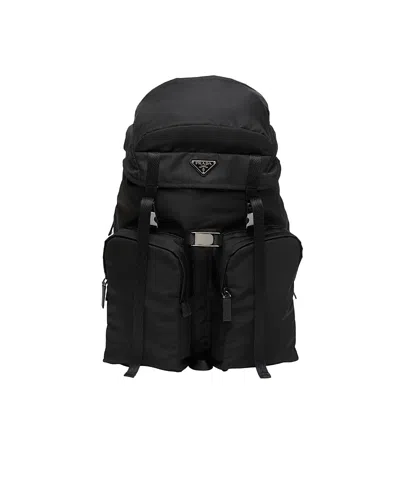 Prada Re-nylon And Saffiano Leather Backpack In Black