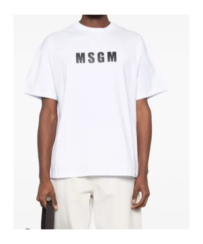 Msgm Logo-printed Crewneck T-shirt In White