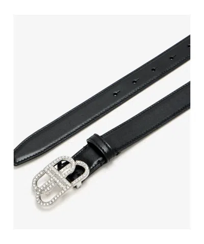 Balenciaga Bb Thin Belt In Black