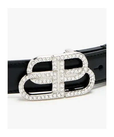 Balenciaga Bb Thin Belt In Black