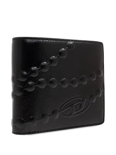 Diesel Embossed Bi-fold Wallet In Black