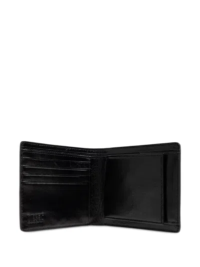 Diesel Embossed Bi-fold Wallet In Black