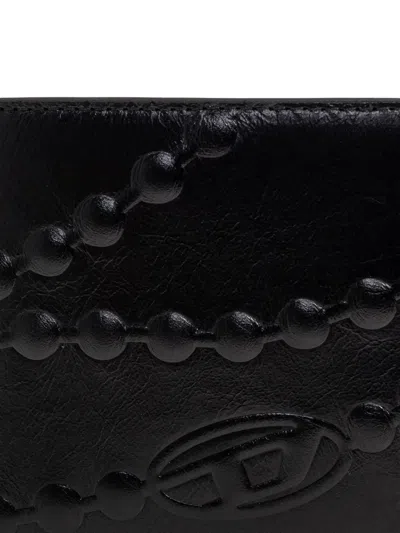 Diesel Embossed Bi-fold Wallet In Black