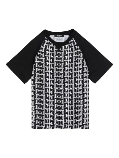 Balmain Monogram T-shirt In Black