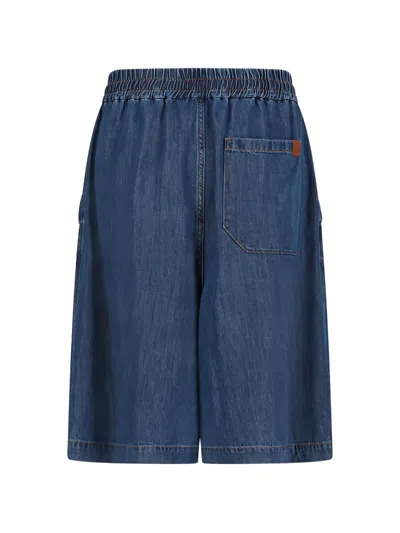 Darkpark Drawstring Denim Shorts In Blue