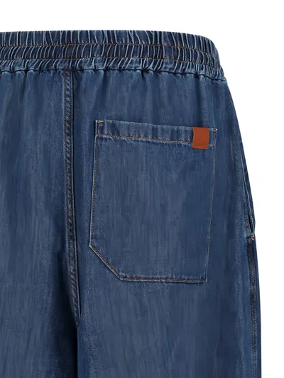 Darkpark Drawstring Denim Shorts In Blue