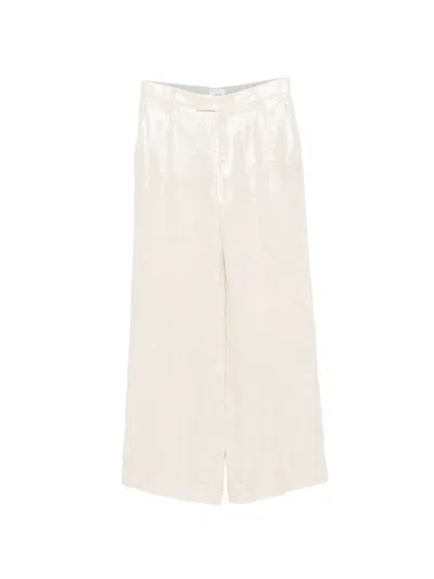 Brunello Cucinelli Women Wide-leg Tailored Linen Trousers In Neutral