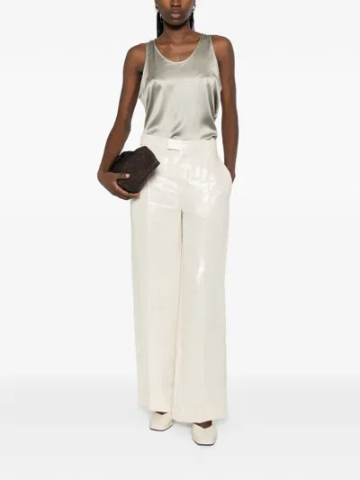 Brunello Cucinelli Women Wide-leg Tailored Linen Trousers In Neutral