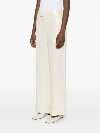 Brunello Cucinelli Women Wide-leg Tailored Linen Trousers In Neutral