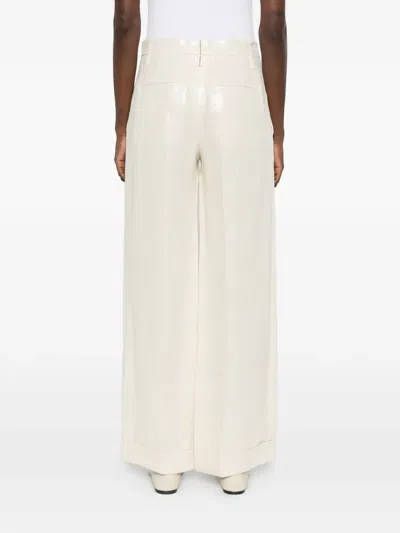 Brunello Cucinelli Women Wide-leg Tailored Linen Trousers In Neutral