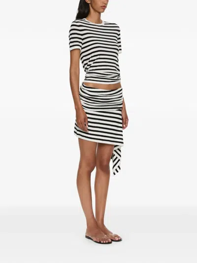Christopher Esber Striped Drape Mini Skirt In White