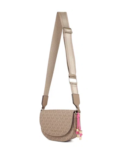 Michael Kors Monogram-pattern Shoulder Bag In Neutral