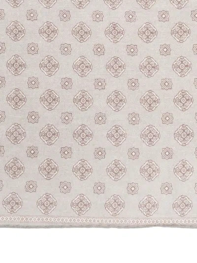 Eleventy Patterned Pocket Square In White