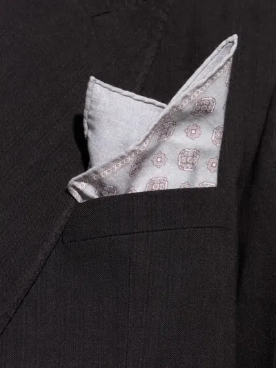 Eleventy Patterned Pocket Square In White
