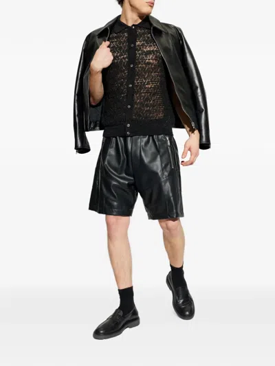 Dsquared2 Button-up Open-knit Shirt In Black