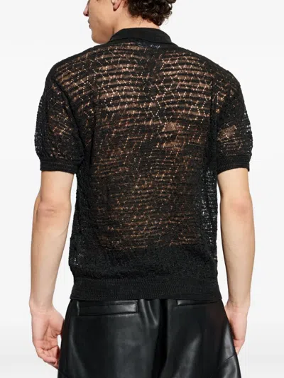 Dsquared2 Button-up Open-knit Shirt In Black