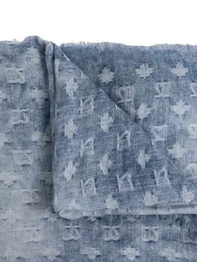 Dsquared2 Fringed Patterned Scarf In Blue