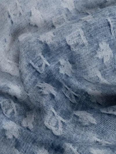 Dsquared2 Fringed Patterned Scarf In Blue