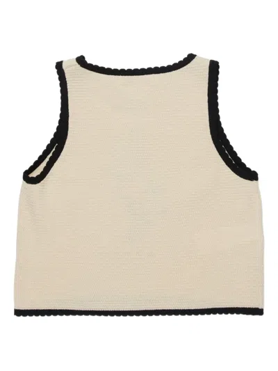 Marni Kids Floral Trim Top In Neutral