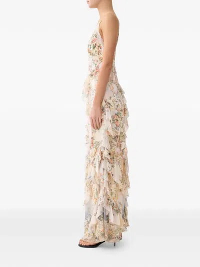 Camilla Lace-trimmed Ruffled Floral-print Silk-chiffon Maxi Dress In Multi