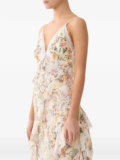 Camilla Lace-trimmed Ruffled Floral-print Silk-chiffon Maxi Dress In Multi