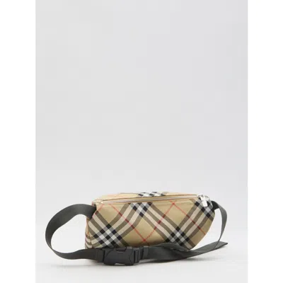 Burberry Check Pattern Messenger Bag With Adjustable Strap In Neutral