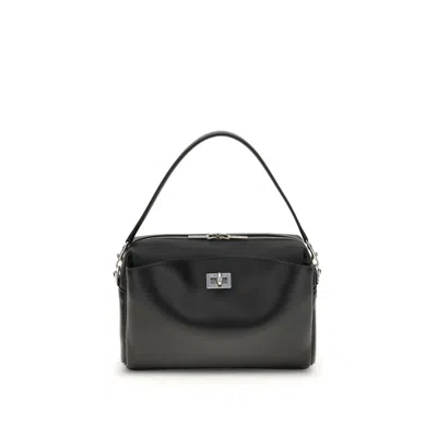 Balenciaga Rectangular Leather Handbag Top Handle In Black