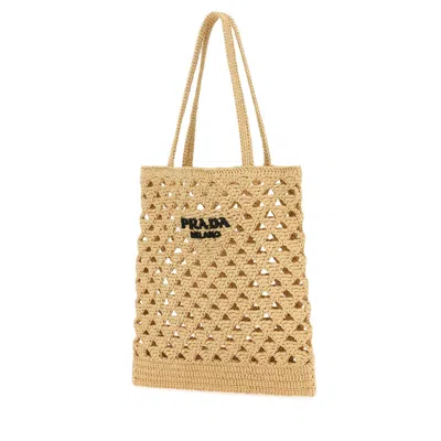 Prada Straw Handbag In Nude