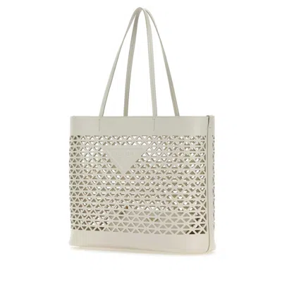 Prada Large Perforated Leather Tote In Gray