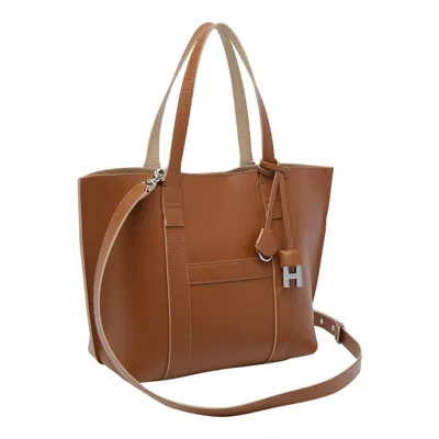 Hogan Script Shopping Bag Small In Brown
