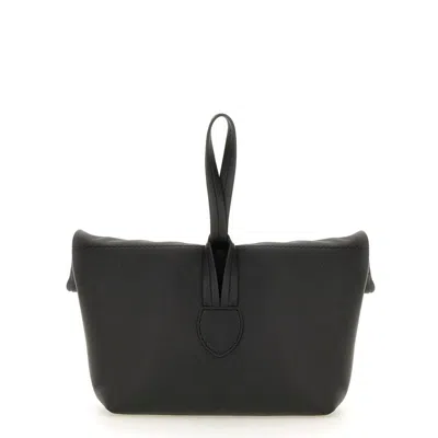Maison Margiela Rectangular Leather Clutch Loop Handle In Black
