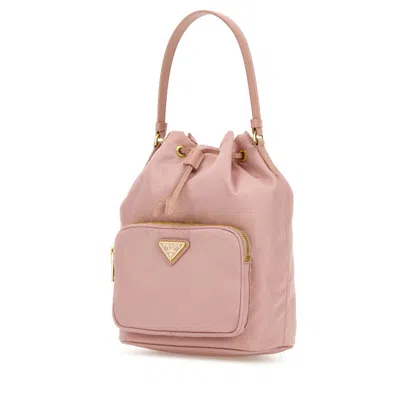 Prada Re-nylon Triangle-logo Drawstring Bucket Bag In Pink