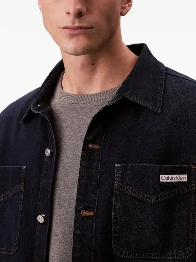 Calvin Klein Flap-pocket Overshirt In Blue