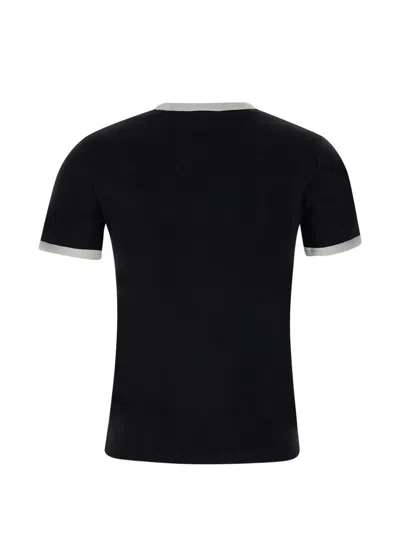 Courrèges Courreges Women Cotton T Shirt With Contrasting Profiles In Black