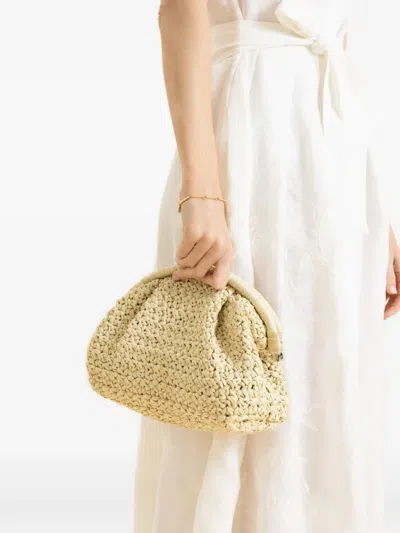 Eleventy Raffia Clutch In White